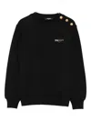 Balmain Gold-button Crew-neck Sweatshirt In Black