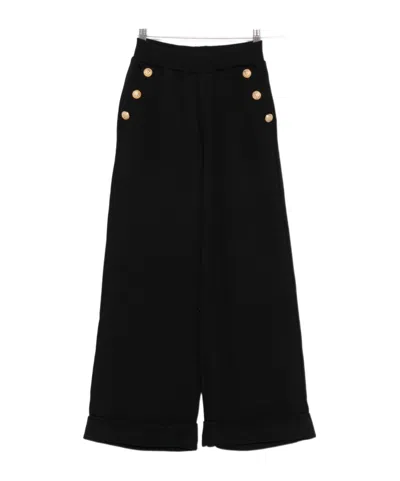 Balmain Gold-button Cuffed Trousers In Black