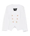 Balmain Gold-button Double-breasted Jacket In White