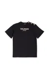 Balmain Gold-button Logo T-shirt In Black