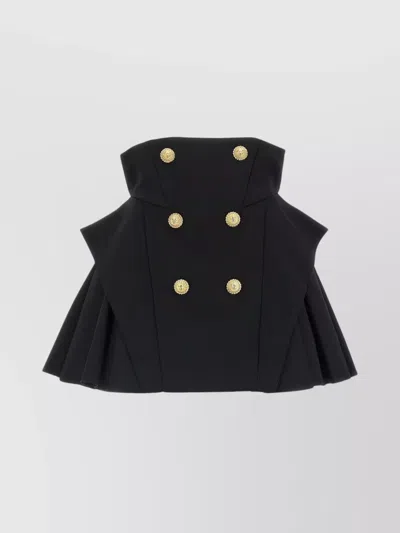 BALMAIN 'GOLD BUTTON PLEATED CHAIN' SKIRT