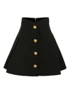 Balmain Gold-button Pleated Skirt In Black