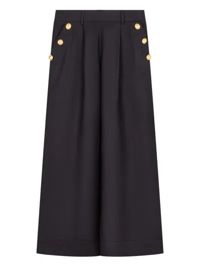 Balmain Kids' Gold-button Pleated Trousers In Black