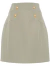 Balmain High-waisted Virgin Wool Miniskirt In Green