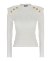 Balmain Knit Jumper With Button Accents In White