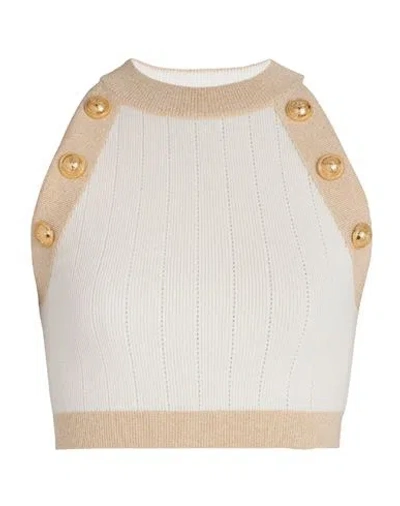 Balmain Pink Halterneck Knit Cropped Top In 0lb Nude Rose