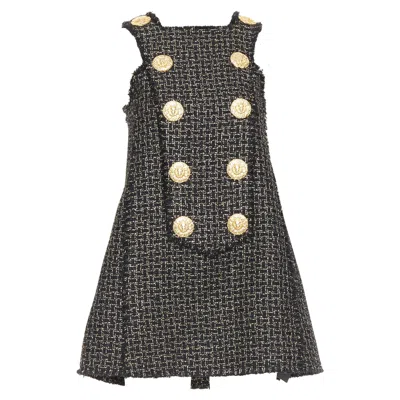 Balmain Gold Tweed Swing Mini Dress