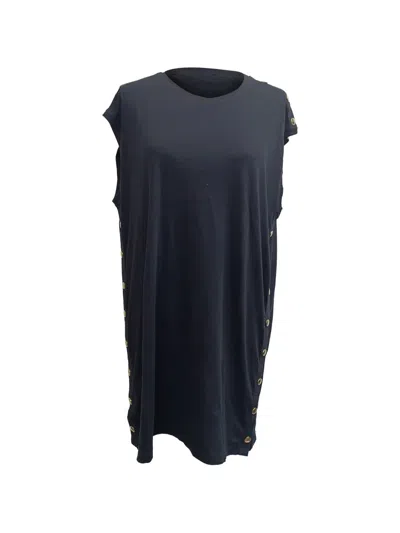 Pre-owned Balmain Gold-button Cap-sleeve Top In Black