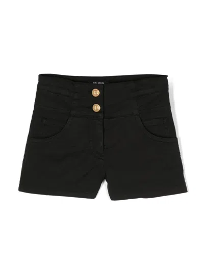 Balmain Golden Button Shorts In 黑色