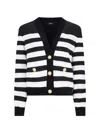 Balmain Striped Cotton Blend Jersey Cardigan In Black  