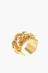 Balmain Golden Effect Brass Ring With Overlapping Chain