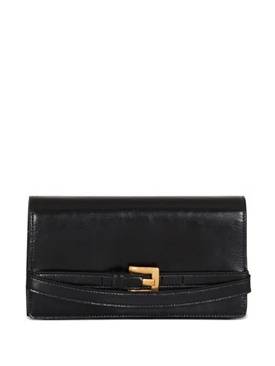 Balmain Gold-tone Hardware Calfskin Wallet In Black