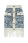 Balmain Frayed Button-embellished Tweed Mini Skirt