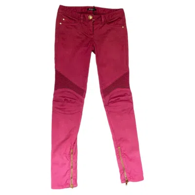 Pre-owned Balmain Gradient Pink Cotton Denim Skinny Biker Jeans Pants 36 Xs