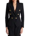 Balmain Wool Blazer With Flap Pockets And Gold-tone Buttons In Black