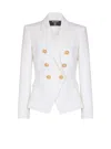 Balmain 6-button Double-breasted Denim Blazer In White