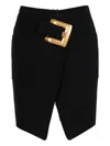Balmain Grain De Poudre Belt-detail Mini Skirt In Black