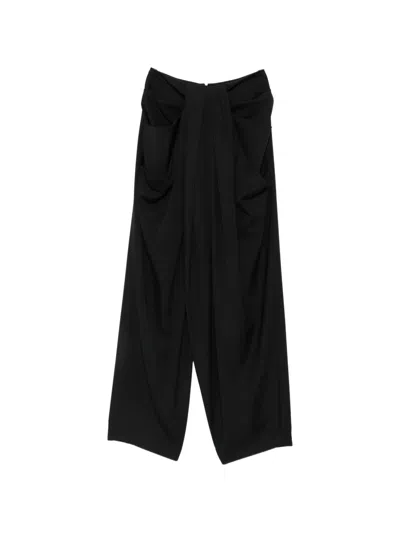 Balmain Grain De Poudre Draped Trousers In Black
