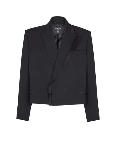 Balmain Grain De Poudre Jacket In Black