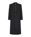 Balmain Long Coat In Grain De Poudre Wool In Black