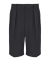 Balmain Grain De Poudre Pleated Bermuda Shorts In Blue