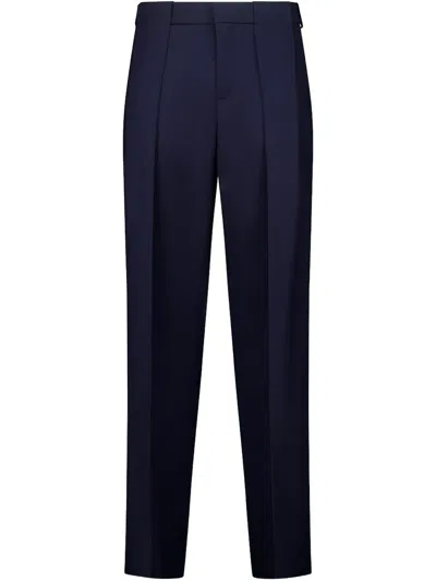 Balmain Grain De Poudre Pleated Trousers In Blue