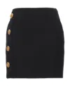 Balmain Lion Embossed-button Miniskirt In Black