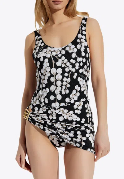 Balmain Grape Print Asymmetrical Sarong In Black