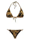 Balmain Grape Print Halterneck Bikini In Gold