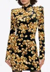 Balmain Short Velvet Dress With Grape Print In Black