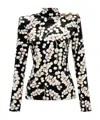 Balmain Grape-print Velvet Top In Black