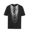 Balmain Graphic Chain Motif Black T-shirt With Short Sleeves In Black