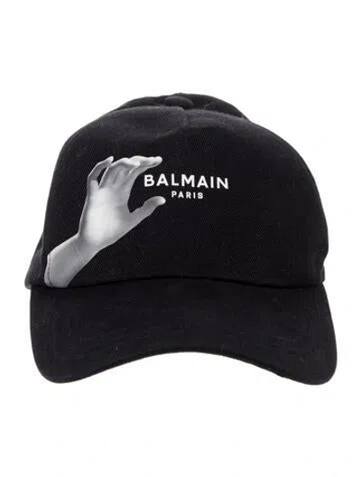 Pre-owned Balmain Graphic Print Baseball Cap In Black