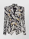 Balmain Graphic Print Blazer Peak Lapels