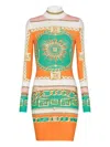 Balmain Foulard Print Long Sleeve Body-con Minidress