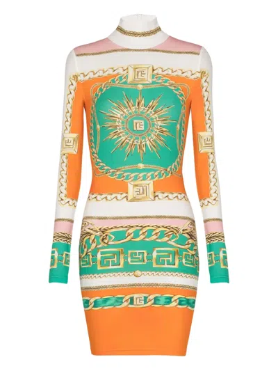 BALMAIN GRAPHIC-PRINT BODYCON DRESS