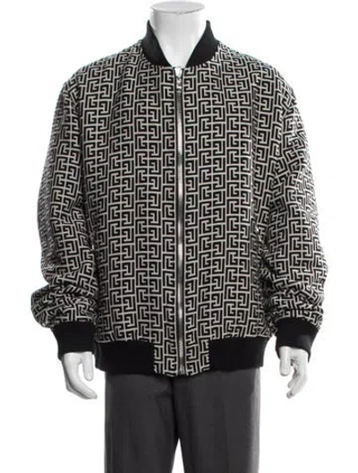 Pre-owned Balmain Graphic Print Bomber Jacket In Black
