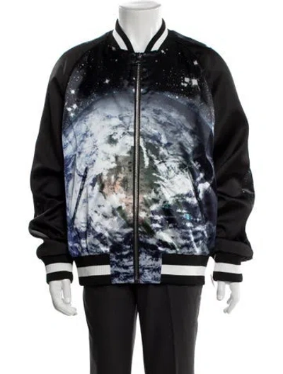 Pre-owned Balmain Graphic Print Bomber Jacket W/ Tags In Black