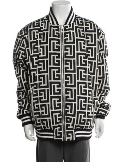 Pre-owned Balmain Graphic Print Bomber Jacket W/ Tags In Black