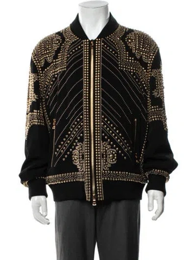 Pre-owned Balmain Graphic Print Bomber Jacket W/ Tags In Black