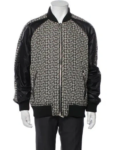 Pre-owned Balmain Graphic Print Bomber Jacket In White
