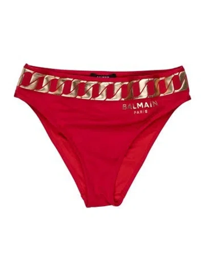 Pre-owned Balmain Graphic Print Bottoms In Red