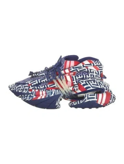 Pre-owned Balmain Graphic Print Chunky Sneakers In Blue