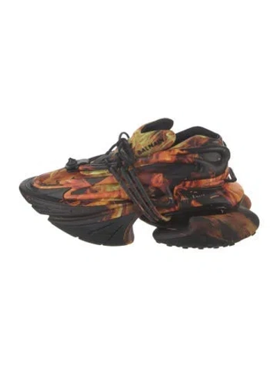 Pre-owned Balmain Graphic Print Chunky Sneakers In Brown