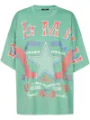 Balmain Oversized Cotton T-shirt With  Logo Print In Green