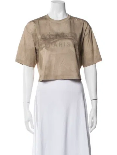 Pre-owned Balmain Graphic Print Crew Neck Crop Top In Neutral