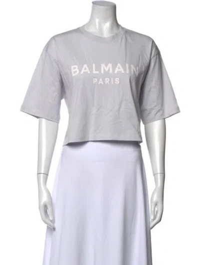 Pre-owned Balmain Graphic Print Crew Neck Crop Top W/ Tags In Multi