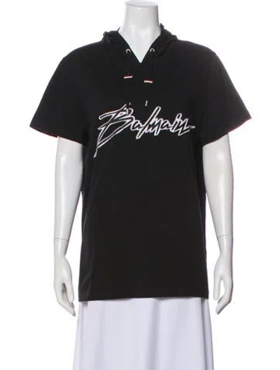 Pre-owned Balmain Graphic Print Crew Neck Hoodie In Black