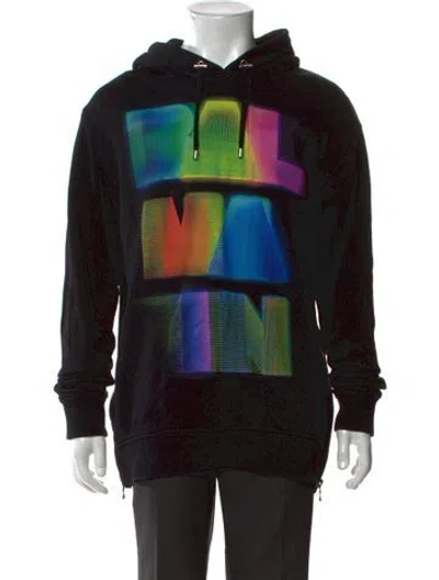 Pre-owned Balmain Graphic Print Crew Neck Hoodie In Black