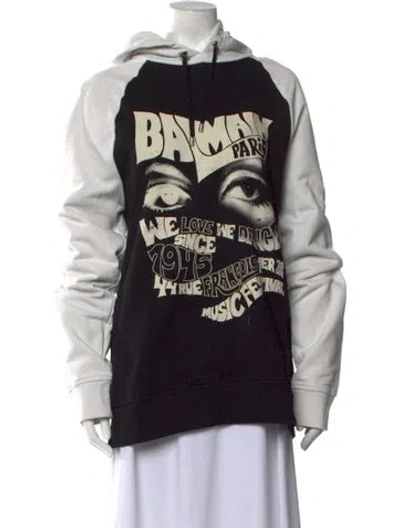 Pre-owned Balmain Graphic Print Crew Neck Hoodie In Black